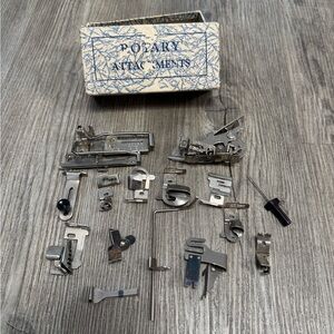 Greist sewing machine rotary attachments tuck hemmer binder edge stitcher vtg